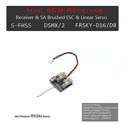 2.4G 4CH/5CH/6CH/7CH Mini Receiver Support DSM2/ DSMX Protocol Built-in Brushed /Brushless ESC Regulator (RX244)
