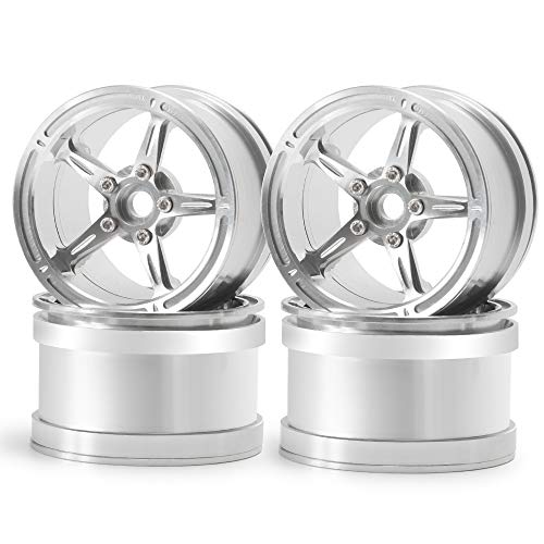 Aluminum Alloy 2.2" Beadlock Wheels/Rims for 1/10th Scale RC Crawler Car Axial Wraith-Pack of 4 (Silver)