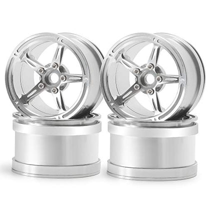 Aluminum Alloy 2.2" Beadlock Wheels/Rims for 1/10th Scale RC Crawler Car Axial Wraith-Pack of 4 (Silver)