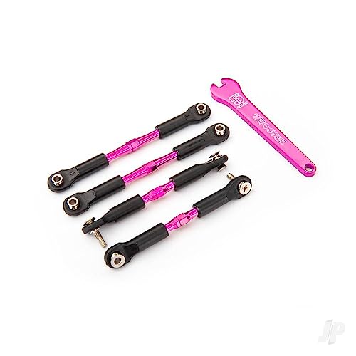 Traxxas 3741P Turnbuckles, Aluminum (Pink-Anodized), Camber Links, Front, 39mm (2), Rear, 49mm (2) (Assembled w/Rod Ends & Hollow Balls)/ Wrench