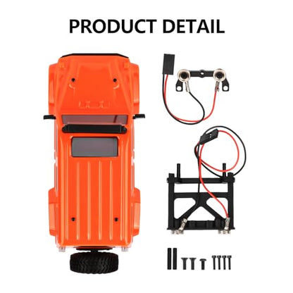 SCX24 Body Magnetic Stand with Lights for SCX24 Upgrades | PC Front and Rear Body for SCX24 Bronco JLU C10 Basecamp 1/24 RC Crawler - style: Orange