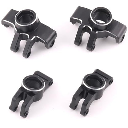 Front Knuckle Spindle + Rear Hub Set Aluminium Upgrade Parts for Arrma 1/18 Granite Grom Mega 380 Brushed 4X4 Monster Truck & Typhon Grom Mega 380 Brushed 4X4 Small Scale Buggy, Black (4PCS) - style: Front Steering Cup-Rear Hub- Black