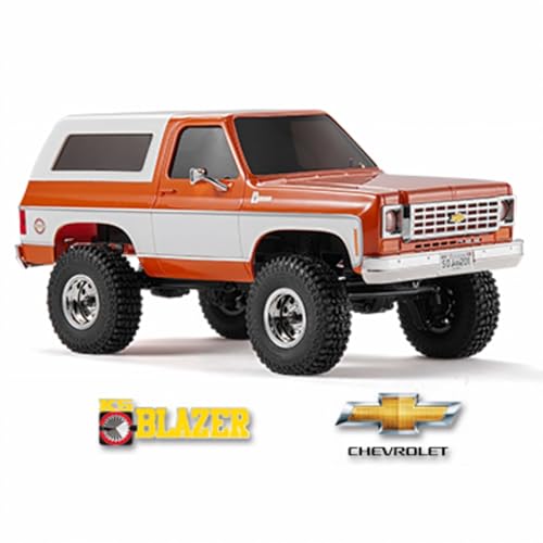 BEEZRC FMS 1/24 FCX24S Chevy K5 Blazer S RC Crawler, Officially Licensed RC Rock Crawler, RC Pickup Truck SUV, 4WD 2.4GHz Hobby RC Model, 8km/h Mini Car,Off-Road Remote Control Car for Adults(Orange) - color: Orange