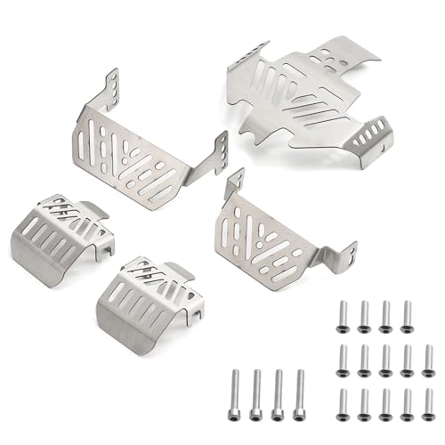 RC Chassis Armor Set, Stainless Steel Chassis Armor Protector Skid Plate Guard Plate Replacemet for Traxxas TRX4 1/10 RC Crawler