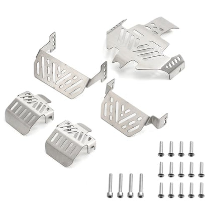 RC Chassis Armor Set, Stainless Steel Chassis Armor Protector Skid Plate Guard Plate Replacemet for Traxxas TRX4 1/10 RC Crawler