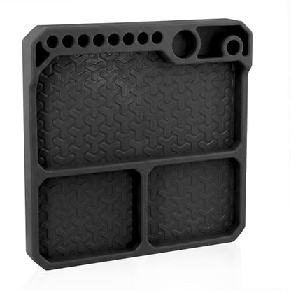 OGRC Silicone Tool Tray, Parts Organizer RC Screw Storage Plate Holder Mat | 160×160mm, with Detachable Magnetic Mats, Black - color: Black