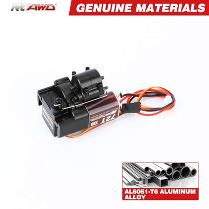 RCAWD SCX24 Motor Transmission 72T 130 Motor 2 Speed Transmission with Gearbox Mount High Torque Motor for Axial SCX24 Wrangler Bronco Gladiator Deadbolt Dodge Power Wagon C10 Upgrade Parts (Black)