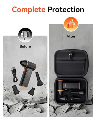 WOLFBOX Hard Carrying Case for MF50 Electric Air Duster [CASE ONLY, Device Not Included], Shockproof Travel Storage Bag for Compressed Air Blower & Accessories, Splash-Proof - size: SB50-MF50