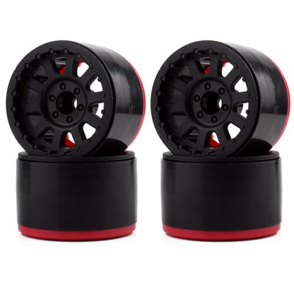 4PCS Plastic 2.2 Inch Beadlock Wheel Rim Wheel Hub 12mm Hex for 1/10 RC Off Road Rock Crawler Car for Axial SCX10 90046 TRX4 Wraith RR10 RBX10 Capra 2.2Inch Tires(10Holes) - color: 10holes