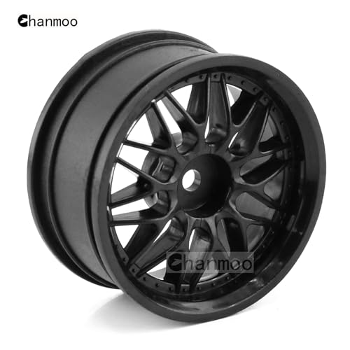 1/10 RC On Road Wheels Hubs 12mm Hex Hard Plastic Drift Rims for 1:10 Scale Rally Racing Car Tires Tamiya TT01 TT02 XV01 A959 PTG2 144001 HPI KYOSHO HSP PTG2 Touring Street Tyres 4PCS (Black) - color: Black