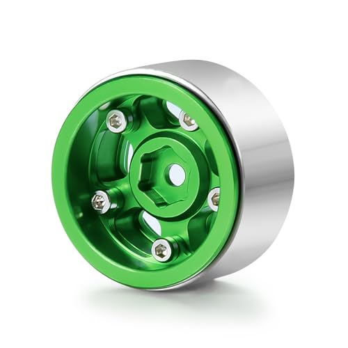 RC-Hub 4Pcs Aluminum Alloy 1.0" Micro Beadlock Wheels for 1/24 Axial SCX24 90081 AXI00001 AXI00002 RC Crawler Car (Green) - color: Green