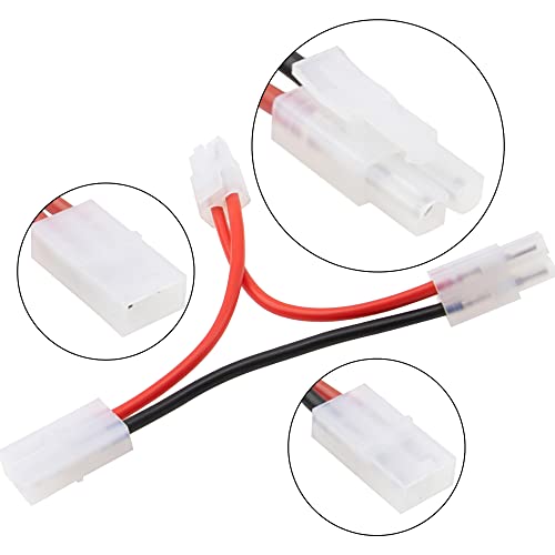 2Pcs HIRCQOO RC Car Serial Series Cable Adapter Compatible with XT90 Large Tamiya Traxxas EC5 XT60 EC3 T Plug for RC Truck Boat Lipo Battery ESC (Tamiya Plug 1 Female to 2Male Connector) - style: Tamiya Plug 1 Female to 2Male Connector