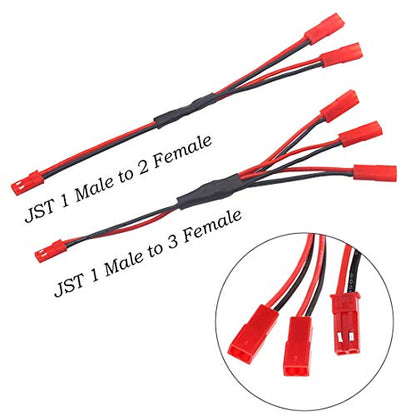 6PCS JST Plug Splitter JST Male Female Y Cable JST Y Parallel Adapter Harness JST to JR Adapter for Traxxas TRX-4 1/10 RC Car Crawler Truck Cooling Fan ESC Battery Motor