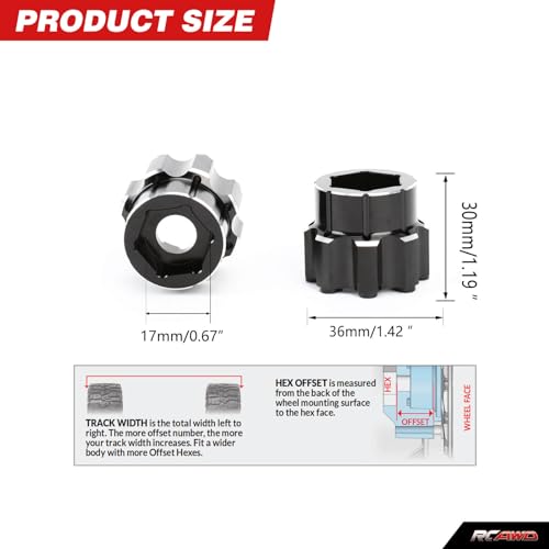 RCAWD for Pro-Line 1/8 8x32 to 20mm Aluminum Wheel Hex Adapters 3.8" Wheels Upgrades Parts #PRO635700 - size: 20mm