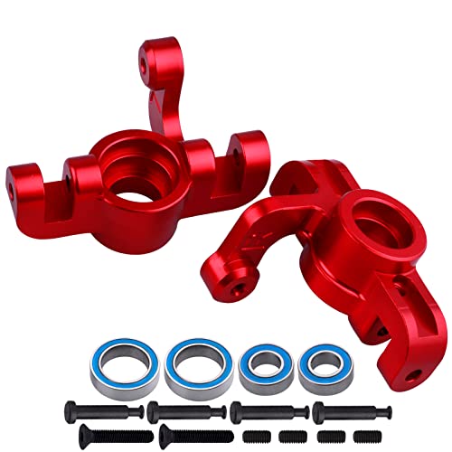 Aluminum Front Spindle and Carrier Set Steering Blocks Knuckles & Rear Hub Set Stub Axle Carriers for 1/10 Losi Tenacity TT Pro 4WD SCT DB Pro Lasernut U4, Replaces LOS234018 LOS234020 (Red) - color: Red
