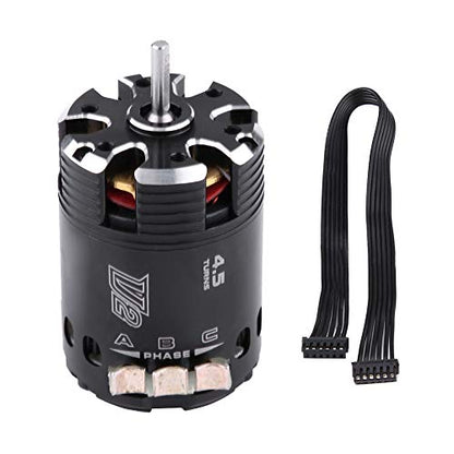 Karlak HighPerformance 540 4.5T V2 Sensored Brushless Motor for 1/10 Electric RC Racing Car Durable Metal Black 1 Piece