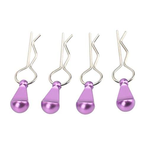 4Pcs Metal RC Car Body Clips with Pull Tabs for 1/8 1/10 Remote Control Car Upgrade Parts (Purple) - color: Purple