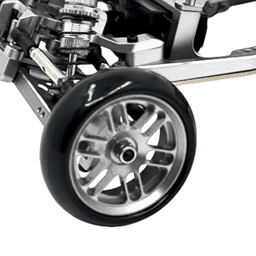 4PCS Finished Flat Running Drift Tires and Wheels 7MM Hexagon for 1/24 Losi Micro B Upgrades and 1/28 Losi Micro T Upgrades (New b Silver) - color: New B Silver