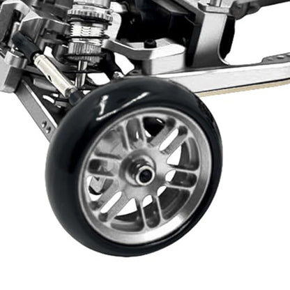 4PCS Finished Flat Running Drift Tires and Wheels 7MM Hexagon for 1/24 Losi Micro B Upgrades and 1/28 Losi Micro T Upgrades (New b Silver) - color: New B Silver