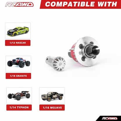 RCAWD NO Oil-Spill Rear Diff Set, 30T Main RC Differential 0.8Mod & 12T Input Gear, for ARRMA Typhon Granite Mojave Grom, 30KcSt Oil Filled Upgrade Parts Red - size: Rear 30T main diff & 12T input gear