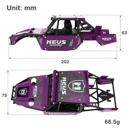 MEUS RACING Mantis24 Body with Roll Cage for Axial 1/24 SCX24 RC Crawler (Purple) - color: Purple