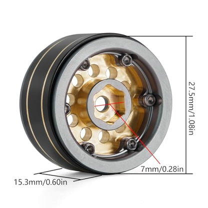 INJORA 1.0 Beadlock Wheel Rims for 1/24 1/18 RC Crawler, 39g (Grey) - color: Grey