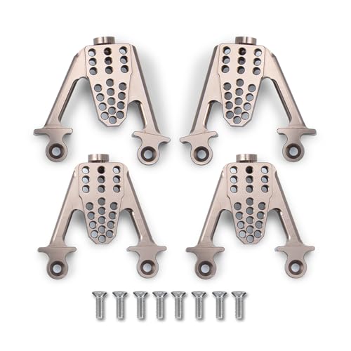 4PCS Aluminum Front & Rear Shock Tower Hoops, Titanium | Bracket Mount, Upgrade Parts, For Axial SCX10 1/10 Scale, Crawlers Truck Car - color: Titanium
