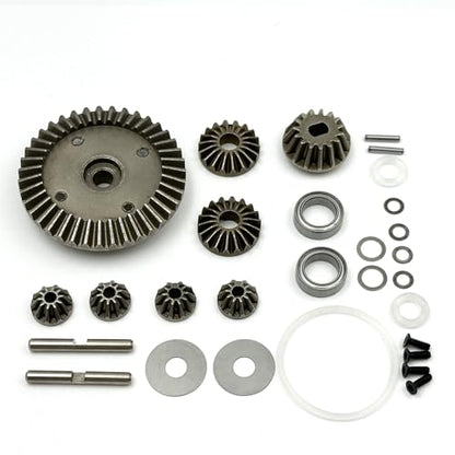 Metal Differential Case & Bevel Gear Set (39T), CNC Aluminum Housing, Steel Gears, 1/10 RC Upgrade Part