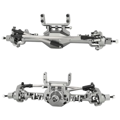 CNC Metal Front and Rear Straight Complete Axle for 1/10 Axial SCX10 II 90046 90047 RC Crawler Car New Upgrade Parts (Titanium) - color: Titanium