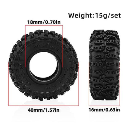 0.7 RC Crawler Tires OD 1.57" 1/30 Super Soft Rubber All Terrain Tyres For 1:30 1/32 Rock Mud Crawler Car Axial SCX30 Upgrades Parts 0.7" inch Beadlock Wheels Rims 4PCS