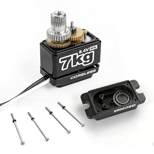 GOTECK 7KG High Torque Coreless Servo Upgrade with Metal Mount & Servo Horn, 8.4V Metal Gear Steering Servo for 1/24 Axial SCX24 Crawler - Easily Handles Heavy Brass Weights & Big Tires