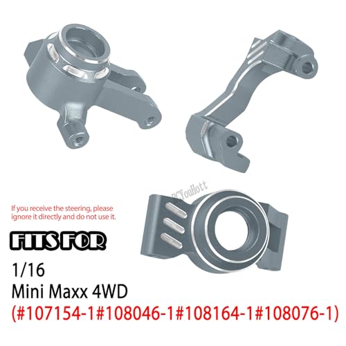 RC Aluminum Caster Block & Steering Blocks & Rear Stub Axle Carriers & Steering Bellcranks Upgrades Part for 1/16 Mini Maxx 4WD (Car Model:#107154-1#108046-1#108164-1#108076-1),Titanium - color: Titanium-(for 1/16）