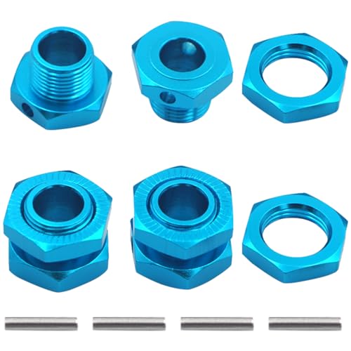 4PCS Vgoohobby M17 17mm Aluminum Wheel Hex Hubs Tires Adapter Nut Compatible with HPI HSP Traxxas Losi Axial Kyosho Tamiya Redcat Himoto 1/8 RC Car Truck Buggy,Blue