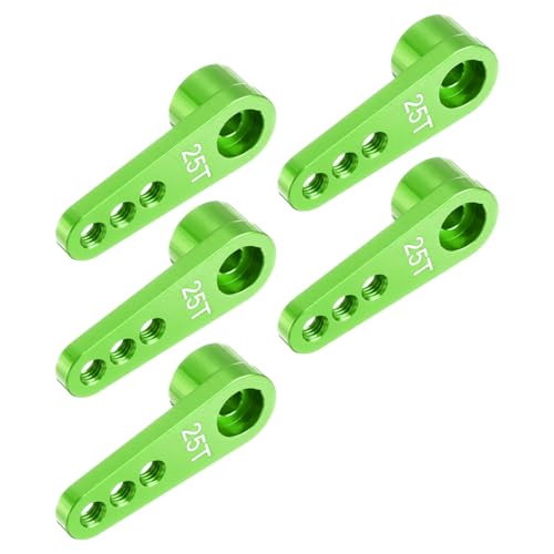 MECCANIXITY 5 Pcs Aluminum Servo Horn 25T Servo Horn Steering Short Arm 28mm Length Green Suitable for DIY RC Car/Boat/Airplanes Boat Model Accessories - color: Green