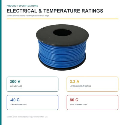 TUOFENG 22 AWG Solid Core Wire - Breadboard Jumper, Blue 100ft - size: 22 AWG solid wire blue 100ft
