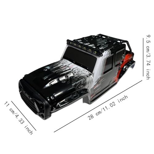 1/14 RC Car Body Shell for 16102 Remote Control Vehicle Cover Modification DIY Hobby Toy Vehicle Accessories 11.02x4.33x3.74inch- Black Red - color: Black Red