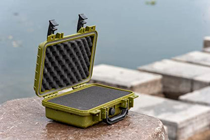 MEIJIA Portable All Weather Waterproof Protective Hard Case, Small Camera Case,Dry Case with Customizable Foam,Fit Use of Drones, Camera,Equipments, 11.65 ”x8.35”x3.78” - color: Green