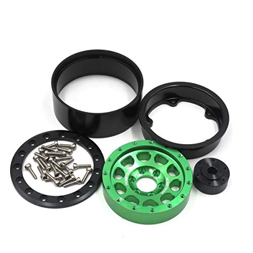 RC 1.9 Mud Slingers Tires Soft Sticky Tyre 120mm & 1.9 Beadlock Wheel Green Black For 1/10 Rock Crawler Axial SCX10 Capra Traxxas TRX4 Redcat Gen8, (4-Pack) - color: Green & Black