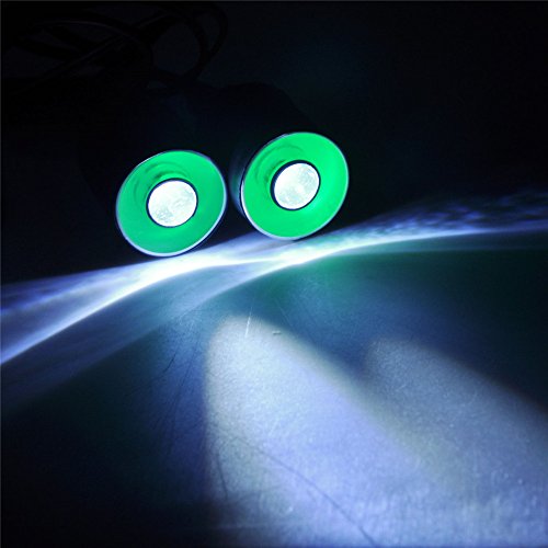 QUE-T 22mm 2 Leds Angel Eyes & Demon Eyes LED Headlight/Back Light for 1:10 RC Model Crawler Cars, (Green + White, 22MM) - color: Green + White, size: 22MM