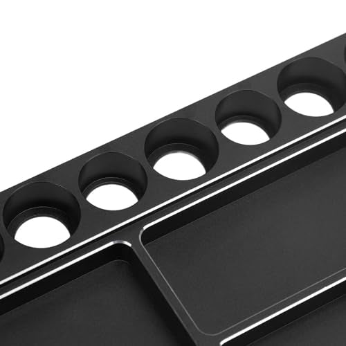 RiToEasysports RC Screwdriver Tool Storage Rack Magnetic Screw Tray Aluminum Alloy with 4pcs Magnetic Pads for RC Cars Airplanes Helicopters Repair (Black) - color: Black