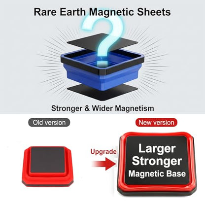 4 Pack Foldable Magnetic Tray Set, 4.5 Inch Square Silicone Magnetic Parts Tray with Dual-Sided Base, Foldable Magnet Trays for Screws Bolts Nuts Washers Pins & Small Metal Parts