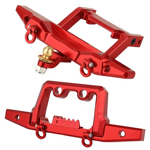 Front & Rear Bumper Aluminum for Traxxas 1/18 TRX4M TRX-4M Defender RC Crawler Car Upgrade Parts (red) - color: Red