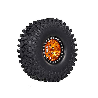 GoolRC 4PCS 1.9 Inch RC Crawler Rubber Tires with Metal Rim for 1/10 RC Rock Crawler Traxxas TRX-4 TRX-6 Axial Scx10 90046 RC4WD RC Car Parts (Golden) - color: Golden