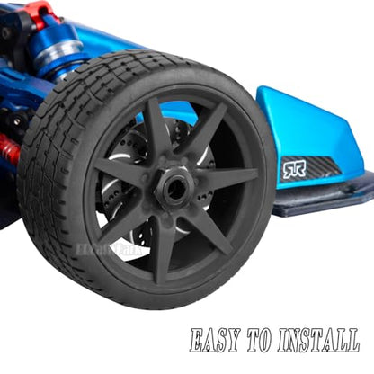 RC Highway Tires Wheel for 1/7 Infraction 6S BLX/Limitless,1/8 Typhon 6s BLX,7 Spokes Wheel Rim & Rubber Highway Tires RC Drift Tires,Black - color: Black - (4pcs Highway Tires)