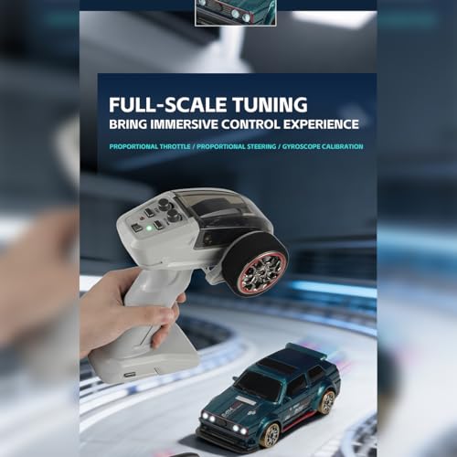 1/64 Scale 2.4G Full-Scale 4WD RC Drift Car, Gyro-Stabilized Steering, Magnetic Charging, Two-Speed Modes (Grey) - color: Grey