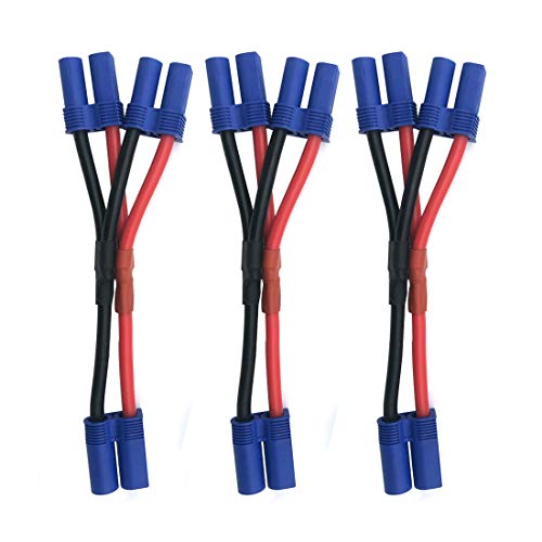 3pcs EC5 Parallel Plug Connector Cable Y-Harness 1 Male Connectors to 2 Female Connector for RC FPV Quadcopter Power System LiPO Battery - style: One Male to two Female