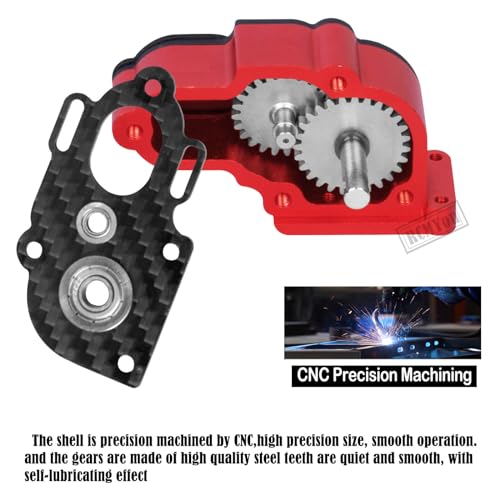 Aluminum LCG Transmission Gearboxes Upgrades Part for SCX10 SCX10 II 90046 90047,RC Crawler Car Alloy Transmission Gearbox Hop Ups,Red - color: Red - Scx10