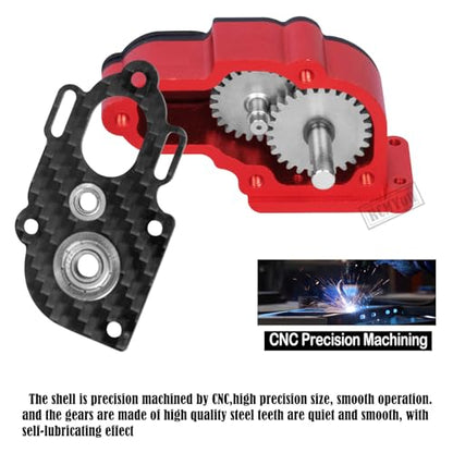 Aluminum LCG Transmission Gearboxes Upgrades Part for SCX10 SCX10 II 90046 90047,RC Crawler Car Alloy Transmission Gearbox Hop Ups,Red - color: Red - Scx10