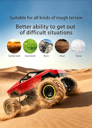 1/8 Scale Large Remote Control Cyber Pickup Truck, 4WD Off-Road RC Monster Truck, 2.4Ghz All-Terrain Climbing Car with Sound & Light Effects, Alloy Body, Ideal Gift for Kids Age 6+ - color: 1/8 Truck