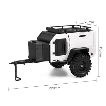 INJORA Off-Road Camping Trailer for 1/18 1/24 RC Crawlers TRX4M SCX24 Upgrade(White) - color: White